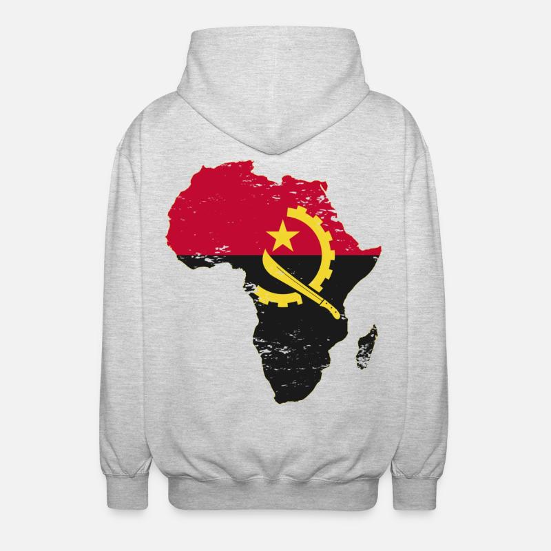 Drapeau de l’Angola Afrique - Veste à capuche unisexe - gris clair chiné