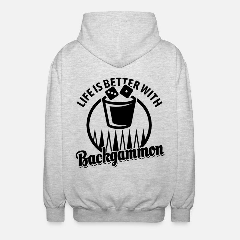 Backgammon | Brettspiel | Geschenk - Unisex Kapuzenjacke - Hellgrau meliert