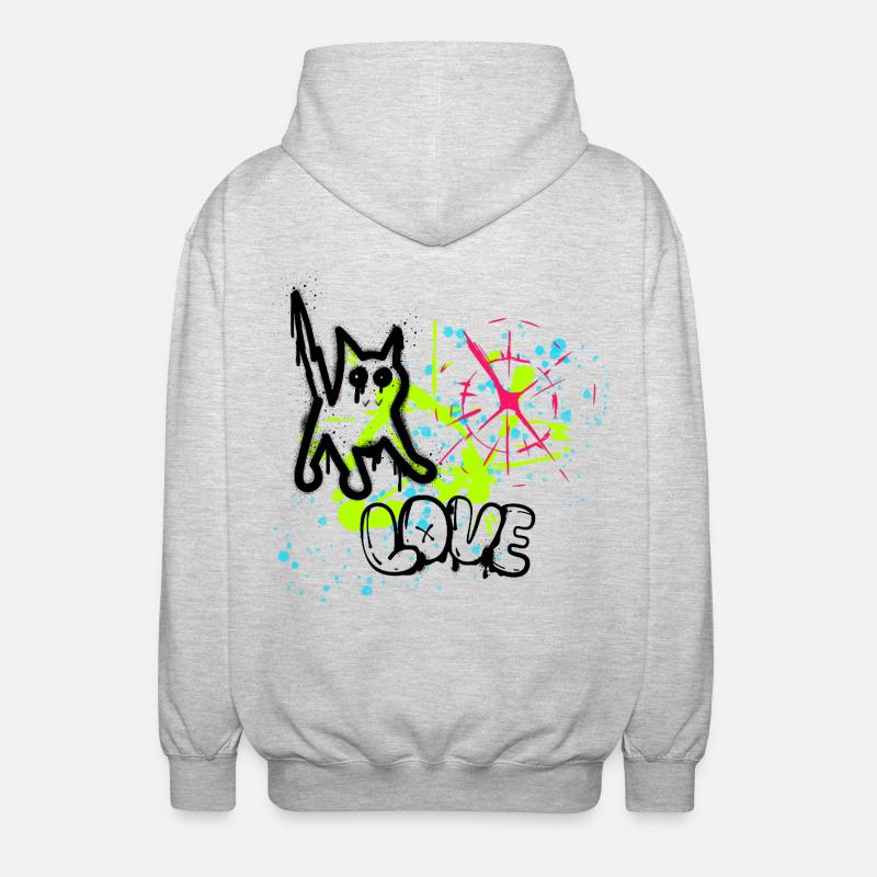 Neon Graffiti Splatter Pattern - Unisex Hooded Jacket - light heather grey