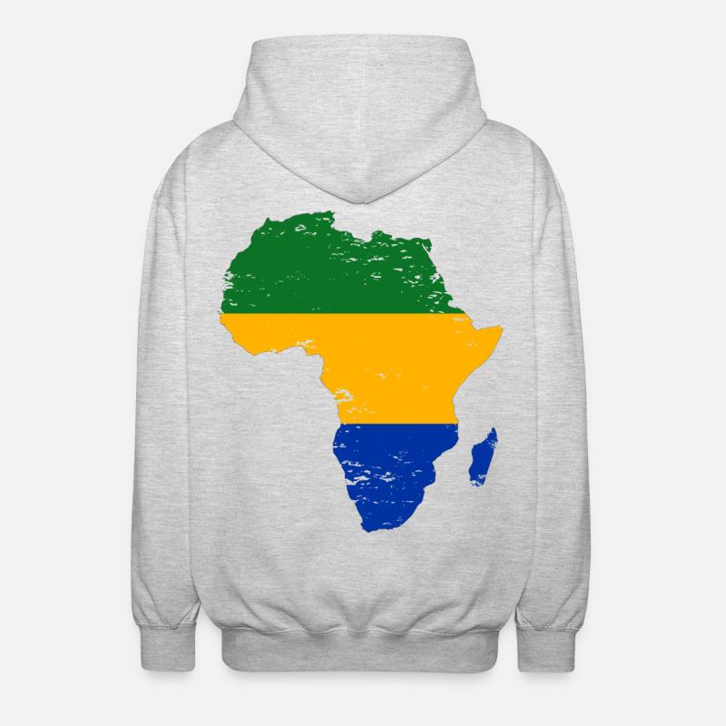 Gabon_Flagge_Afrika_used - Veste à capuche unisexe - gris clair chiné