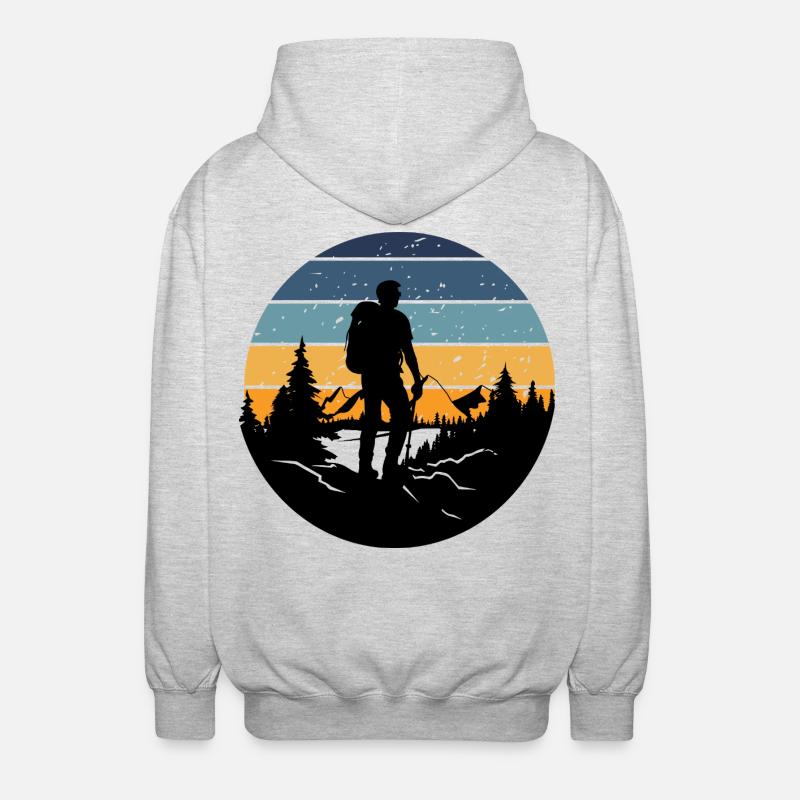 Randonneur au coucher rétro - Veste à capuche unisexe - gris clair chiné