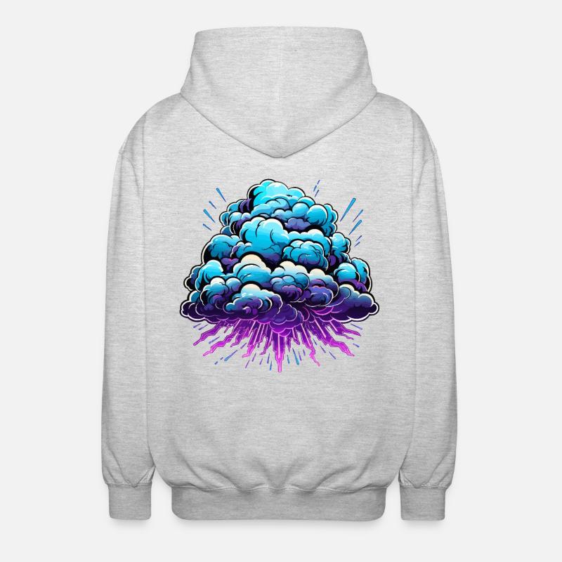Blue Cloud Pop Explosion de néon - Veste à capuche unisexe - gris clair chiné
