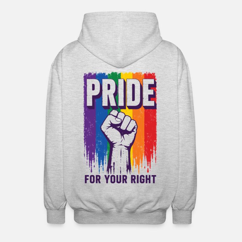 Pride Regenbogen Rechte Statement Shirt - Unisex Kapuzenjacke - Hellgrau meliert