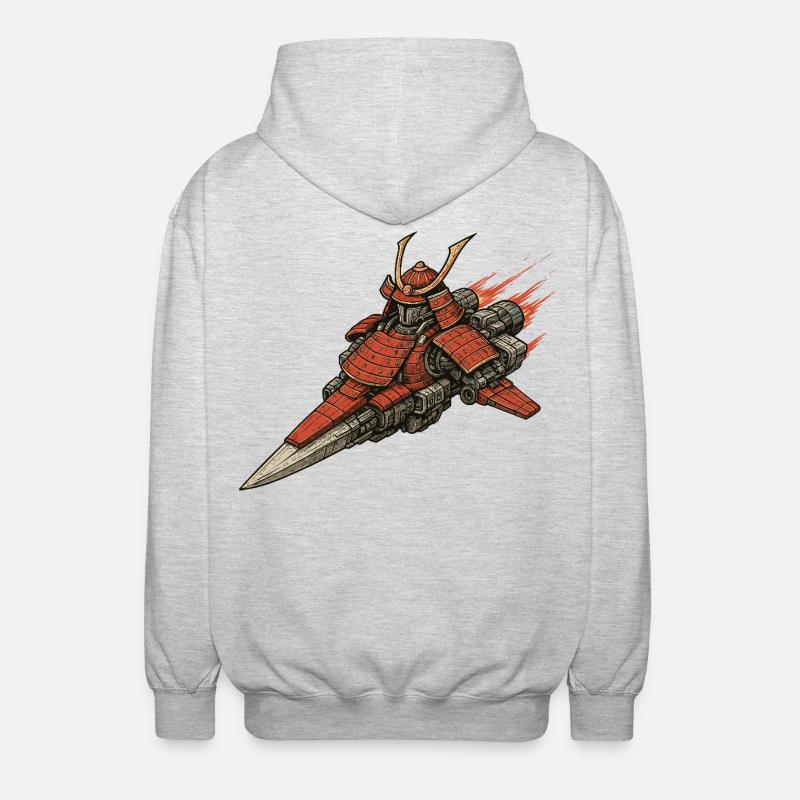 Samurai Spaceship - Unisex Hooded Jacket - light heather grey