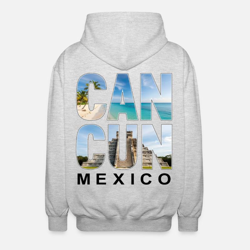 Cancun Mexico - Unisex Hooded Jacket - light heather grey