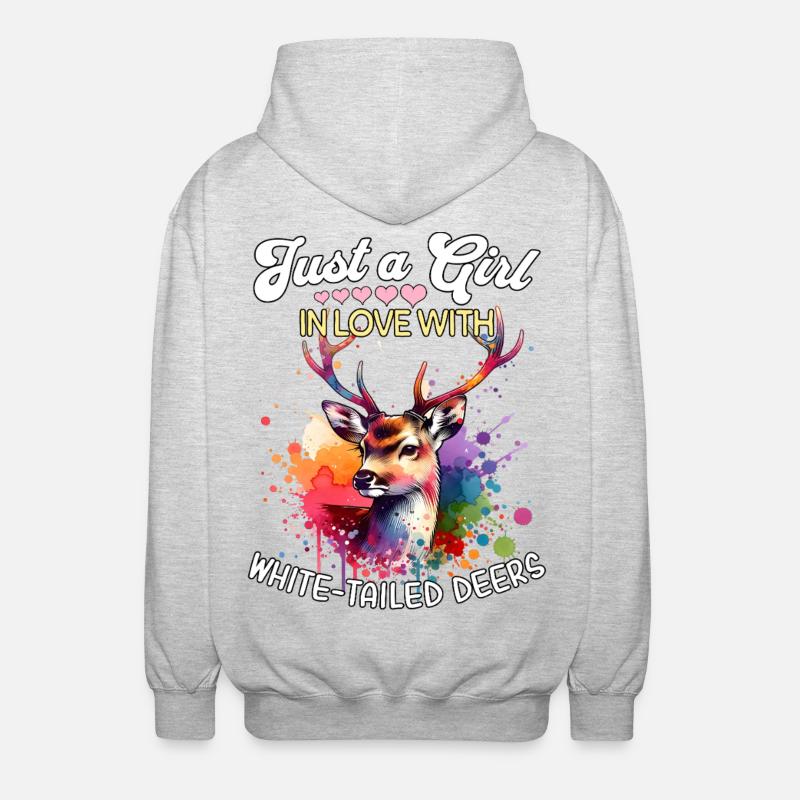 Weisswedelhirsch Mädchen White-Tailed Deer - Unisex Kapuzenjacke - Hellgrau meliert