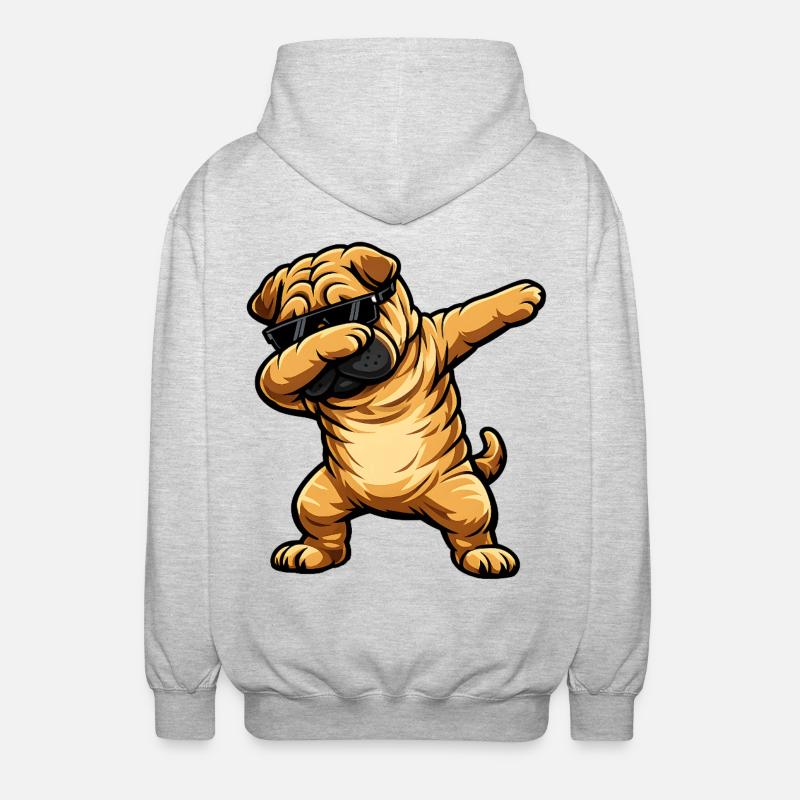 Dabbing Shar Pei - Unisex Kapuzenjacke - Hellgrau meliert