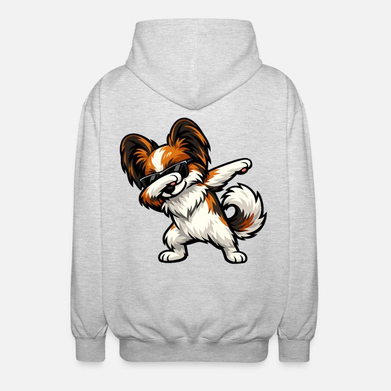 Chien Papillon - Veste à capuche unisexe - gris clair chiné
