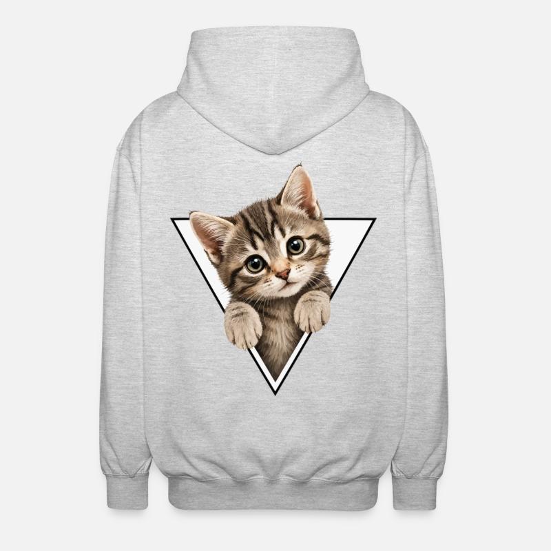 Chaton dans le triangle - Veste à capuche unisexe - gris clair chiné