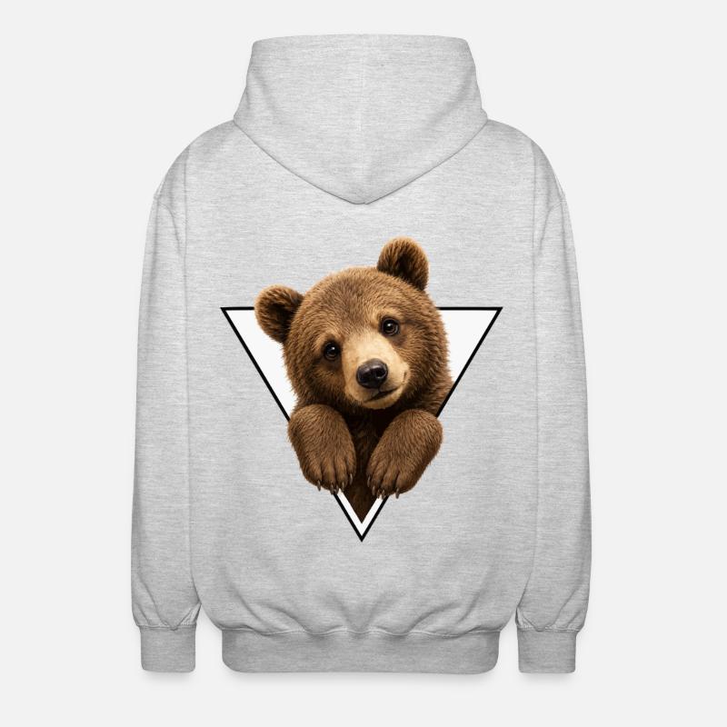 Ourson en triangle - Veste à capuche unisexe - gris clair chiné
