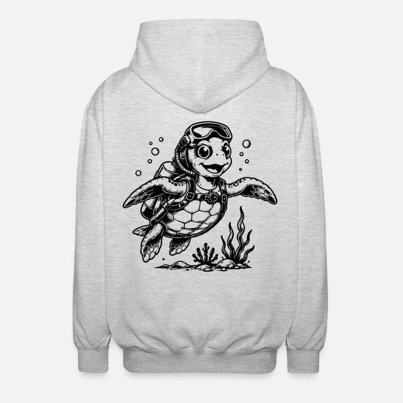 Turtle diver with oxygen tank - Unisex Hooded Jacket - light heather grey