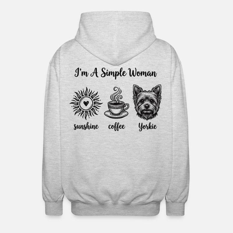 Femmes simples amoureuses de Yorkie - Veste à capuche unisexe - gris clair chiné