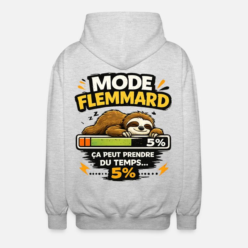 Mode Flemmard: Paresseux en Progression - Veste à capuche unisexe - gris clair chiné