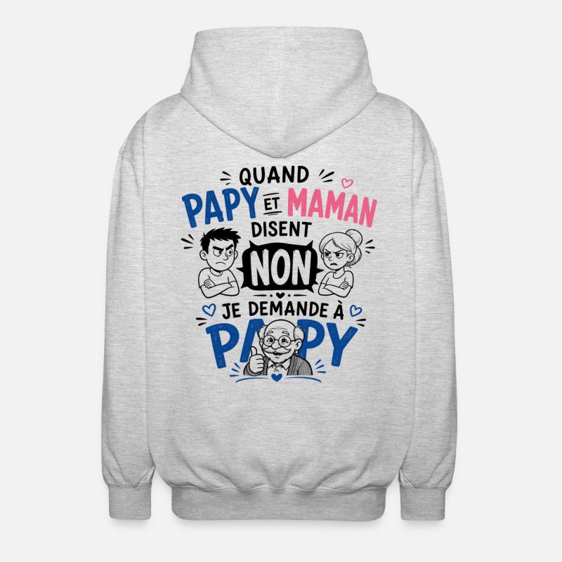 Je demande à Papy ! - Veste à capuche unisexe - gris clair chiné