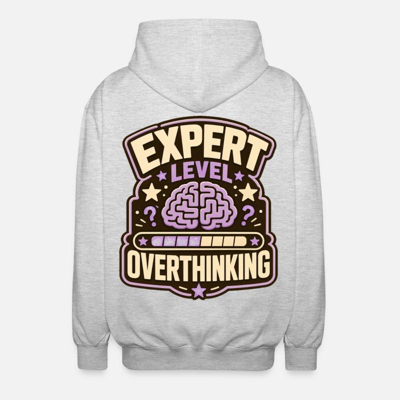 Expert Level Overthinking - Unisex Kapuzenjacke - Hellgrau meliert