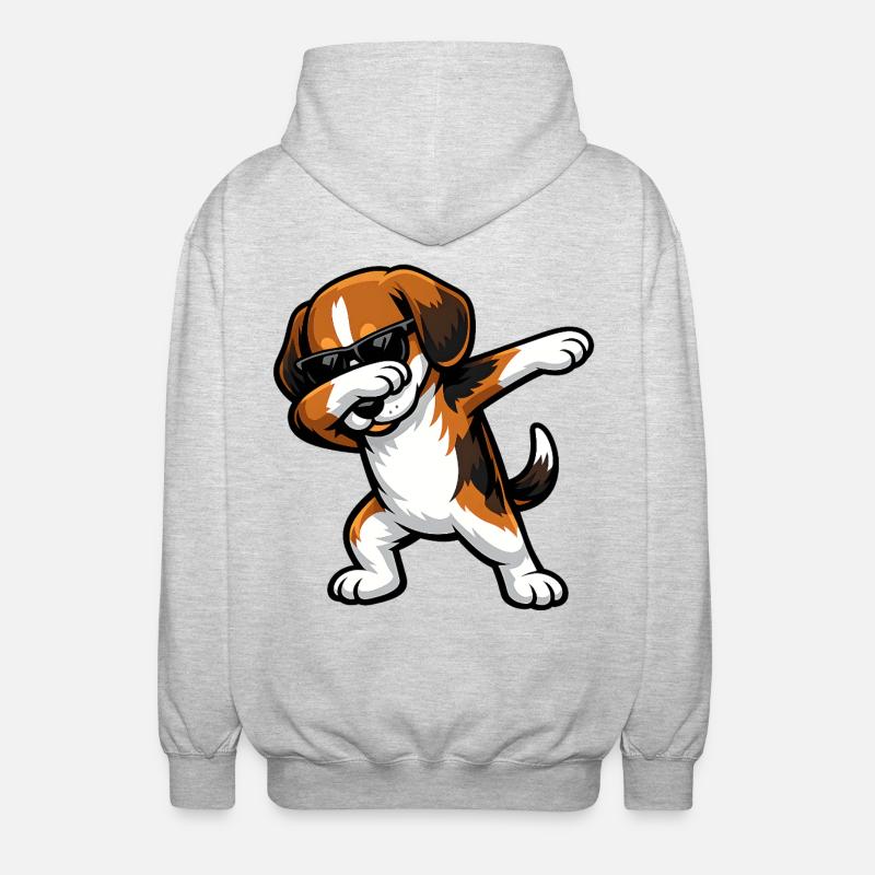 Dabbing Beagle - Unisex Hooded Jacket - light heather grey