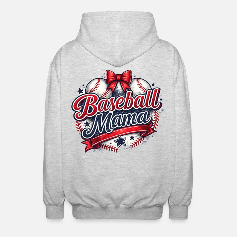 Baseball-Mama: Retro Mama Baseball-Geschenk - Unisex Kapuzenjacke - Hellgrau meliert