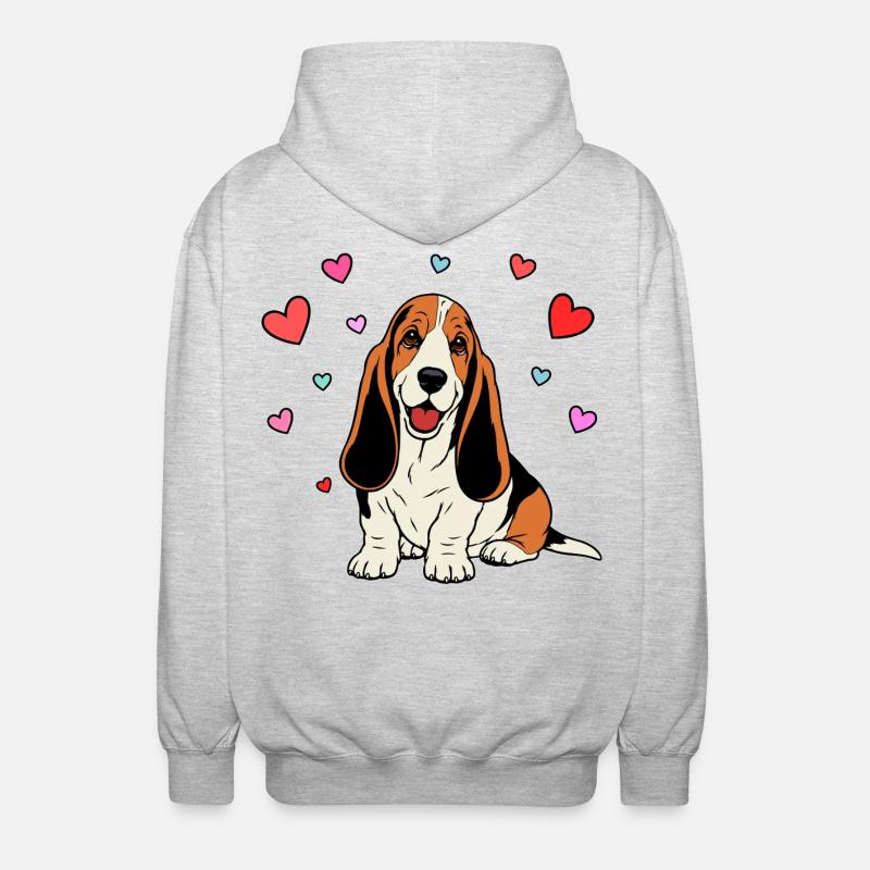 Basset Hound_Hund_sitzendd_Herz_farbig - Veste à capuche unisexe - gris clair chiné