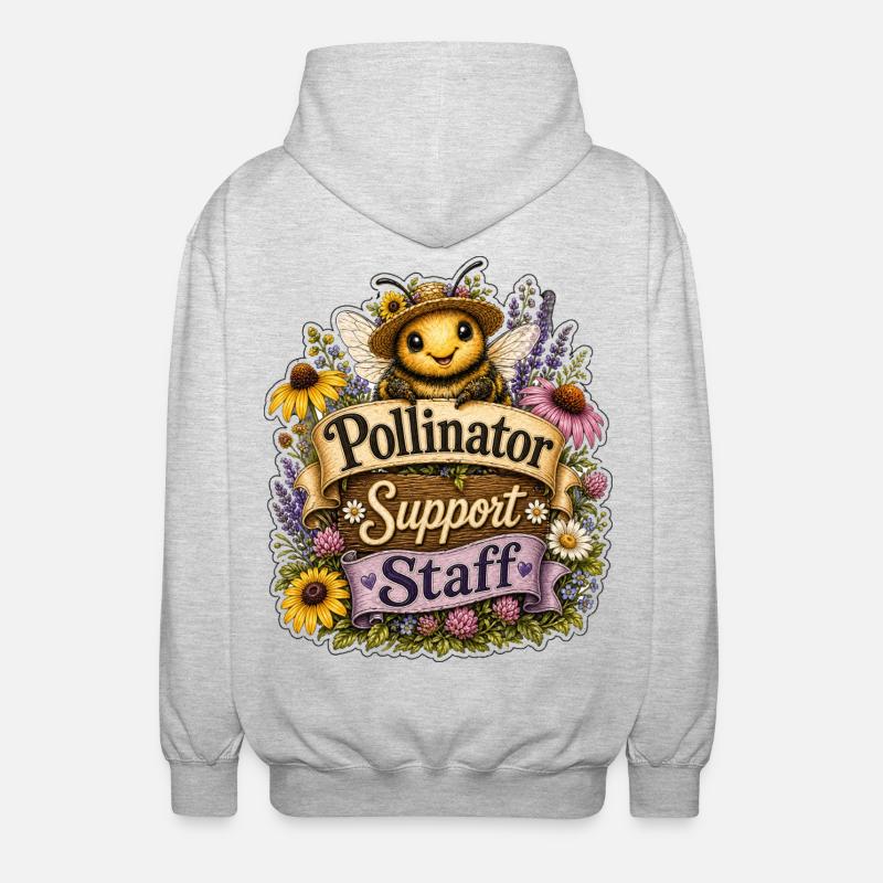 Pollinator Support Staff - Unisex Hooded Jacket - light heather grey