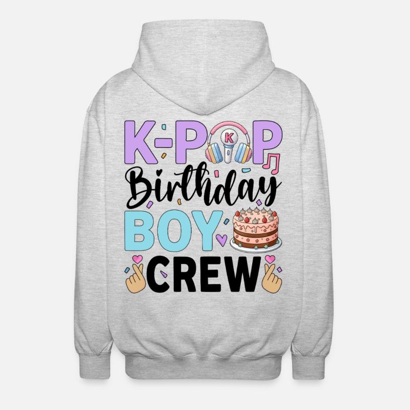 K-Pop Birthday Boy Crew - Unisex Kapuzenjacke - Hellgrau meliert