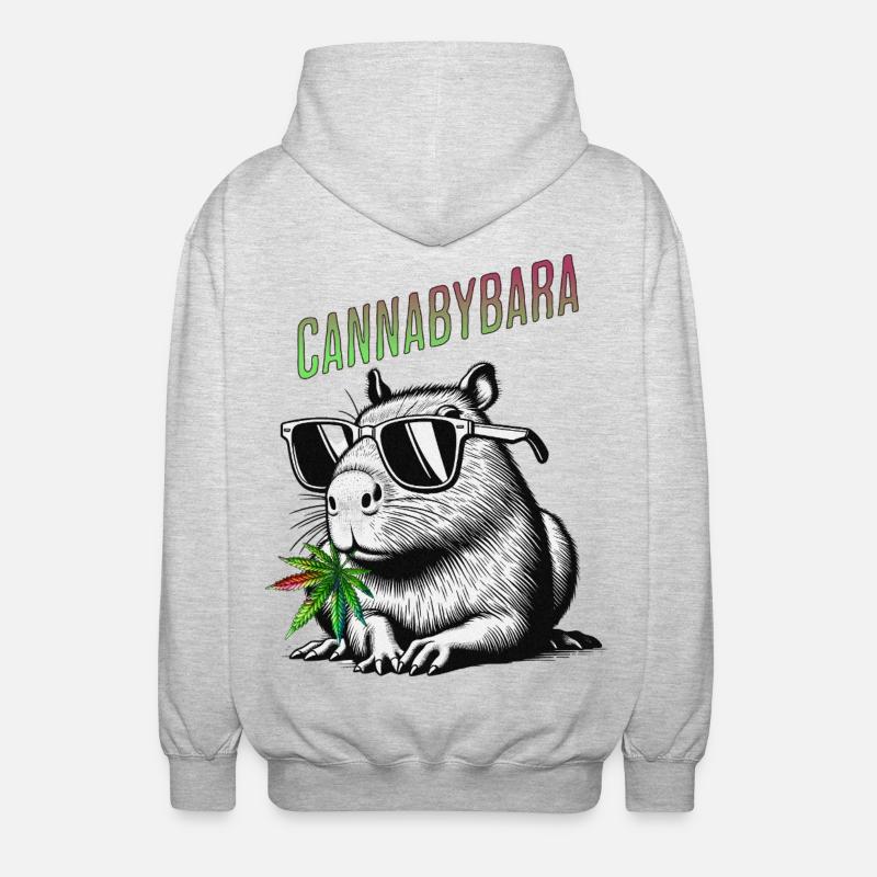 Cannabybara Chill Capybara Cannabis Style - Veste à capuche unisexe - gris clair chiné