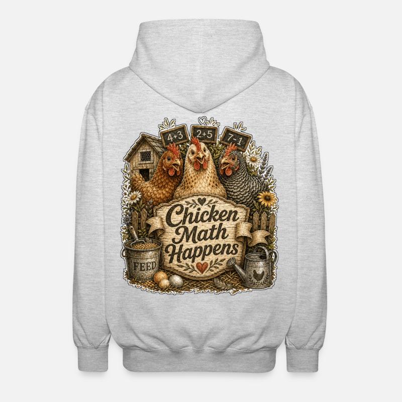Chicken Math Happens - Unisex Kapuzenjacke - Hellgrau meliert