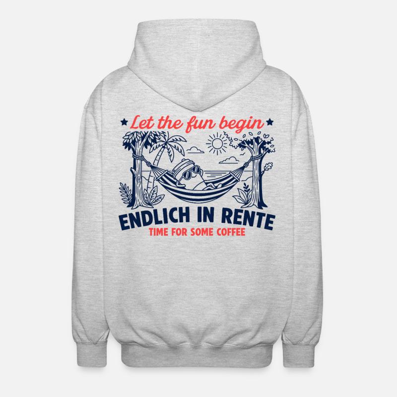 Endlich in Rente Retro Kaffee - Unisex Kapuzenjacke - Hellgrau meliert