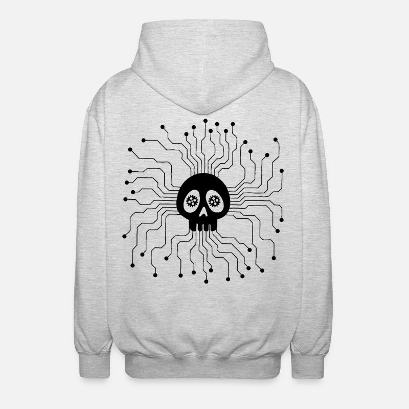 Microprocessor Skull (Black) - Unisex Hooded Jacket - light heather grey