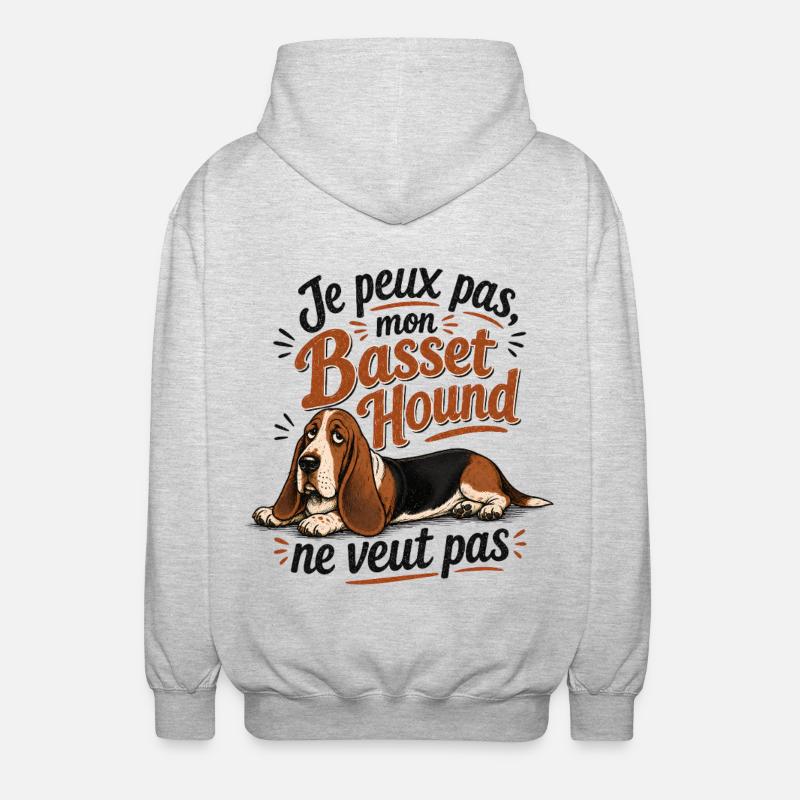 Basset Hound Décontracté - Veste à capuche unisexe - gris clair chiné