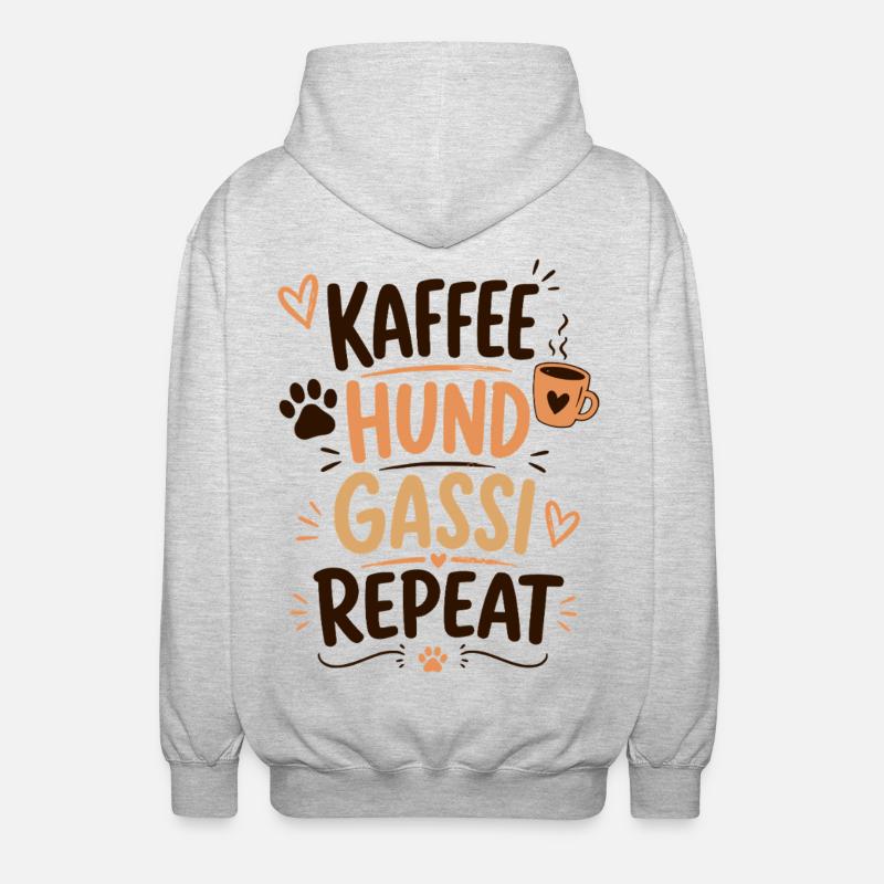 Kaffee Hund Gassi Repeat - Unisex Kapuzenjacke - Hellgrau meliert