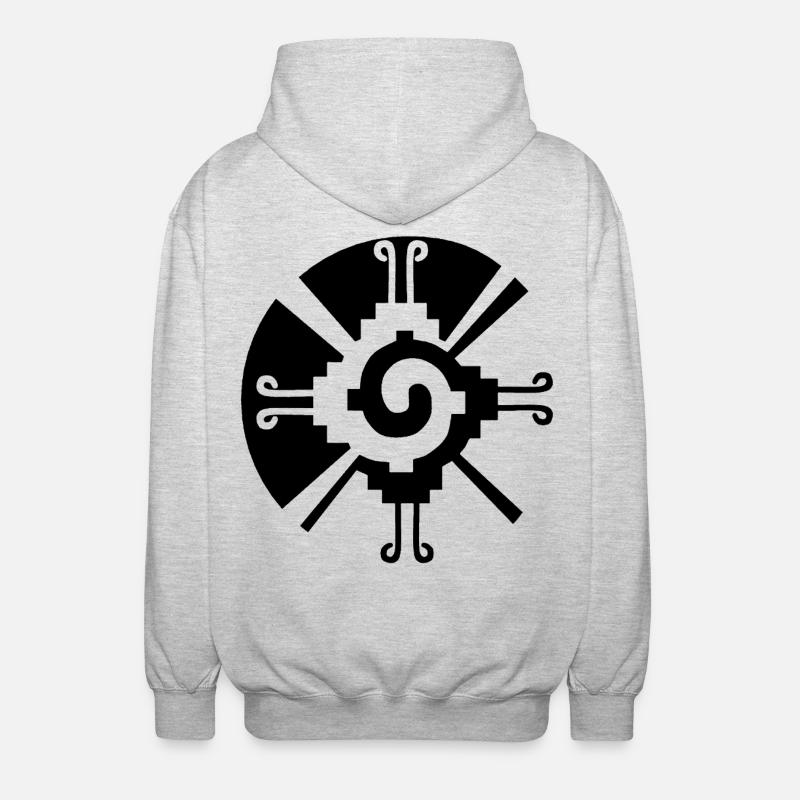 Solar Geometric Pattern (Black) - Unisex Hooded Jacket - light heather grey