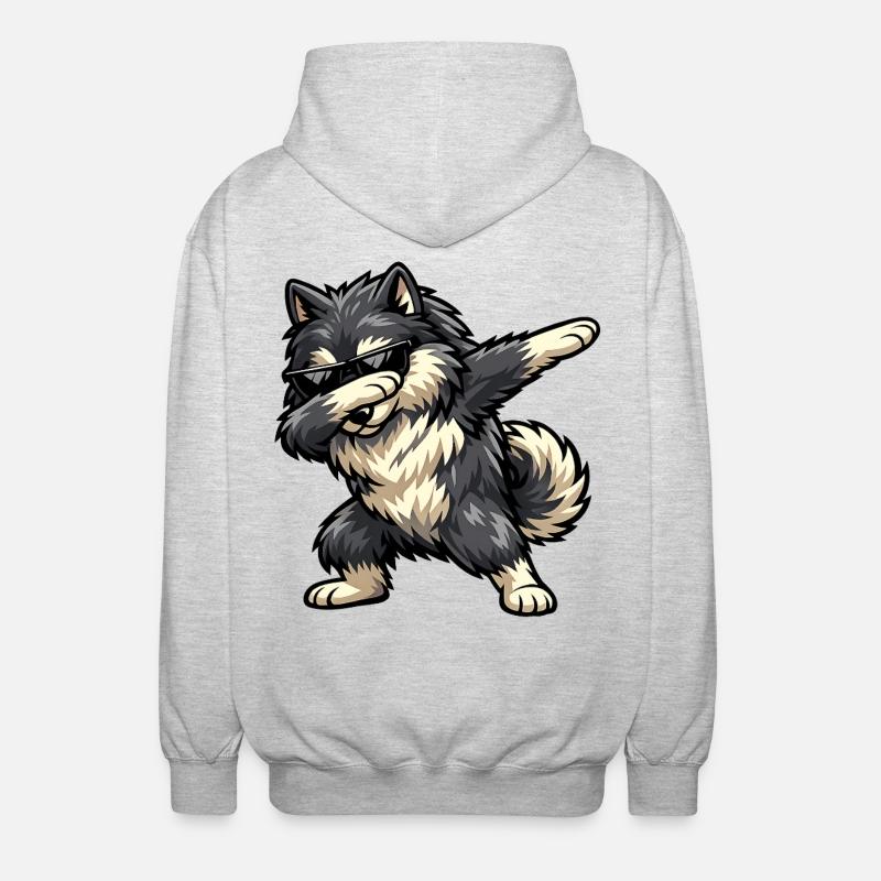 Dabbing Wolfspitz - Unisex Hooded Jacket - light heather grey