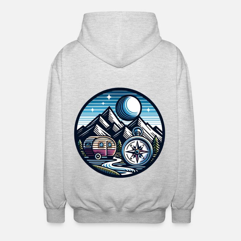 Camping Compass - Unisex Hooded Jacket - light heather grey