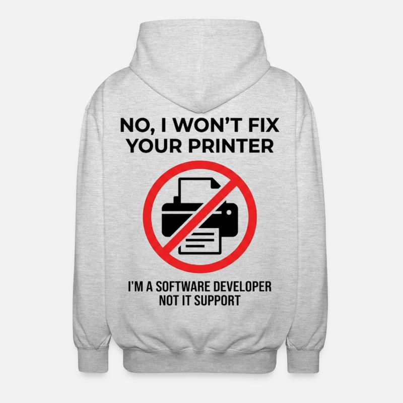 Programmierer: kein IT-Support - Unisex Kapuzenjacke - Hellgrau meliert