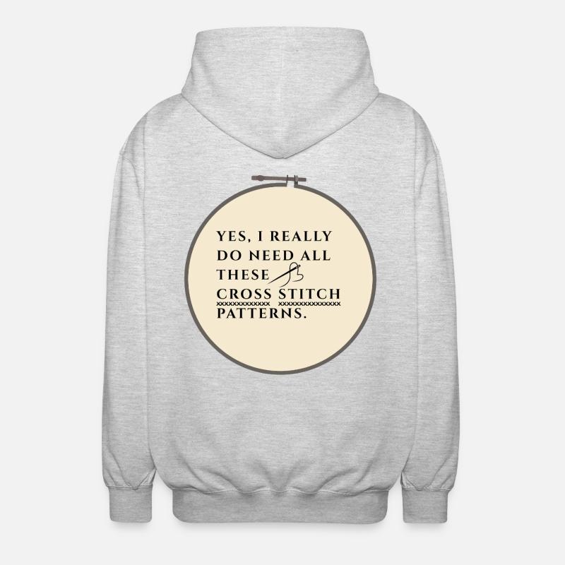 Cross Stitch Pattern Obsession - Unisex Hooded Jacket - light heather grey