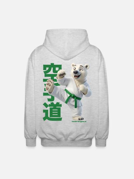 Karate Eisbär - Unisex Kapuzenjacke - Hellgrau meliert