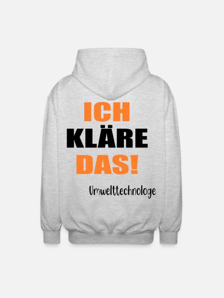 Umwelttechnologe Abwasser - Unisex Kapuzenjacke - Hellgrau meliert