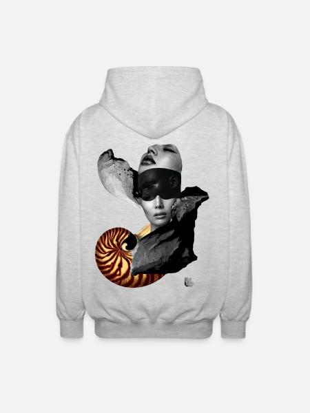 Avantgarde-Collage – Die Geburt der Ikone - Unisex Kapuzenjacke - Hellgrau meliert