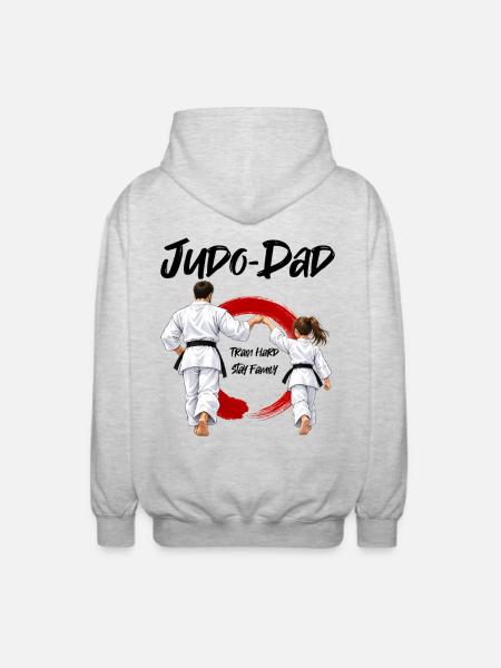 Judo Dad mit Tochter - Unisex Kapuzenjacke - Hellgrau meliert