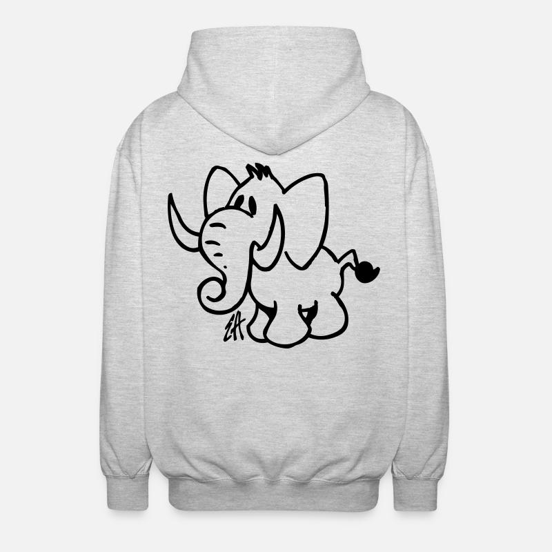 Éléphant - Veste à capuche unisexe - gris clair chiné