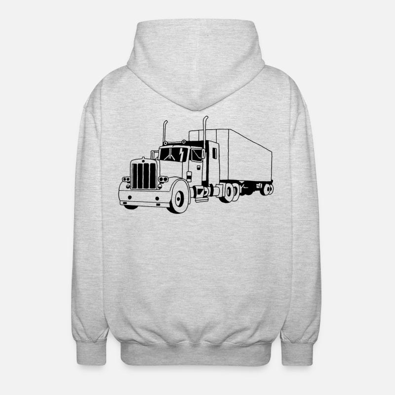 SCHWARZER LKW - Unisex Kapuzenjacke - Hellgrau meliert