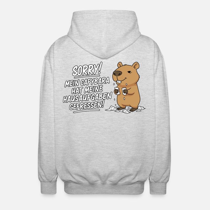Pardon! Capybara a mangé mes devoirs - Veste à capuche unisexe - gris clair chiné