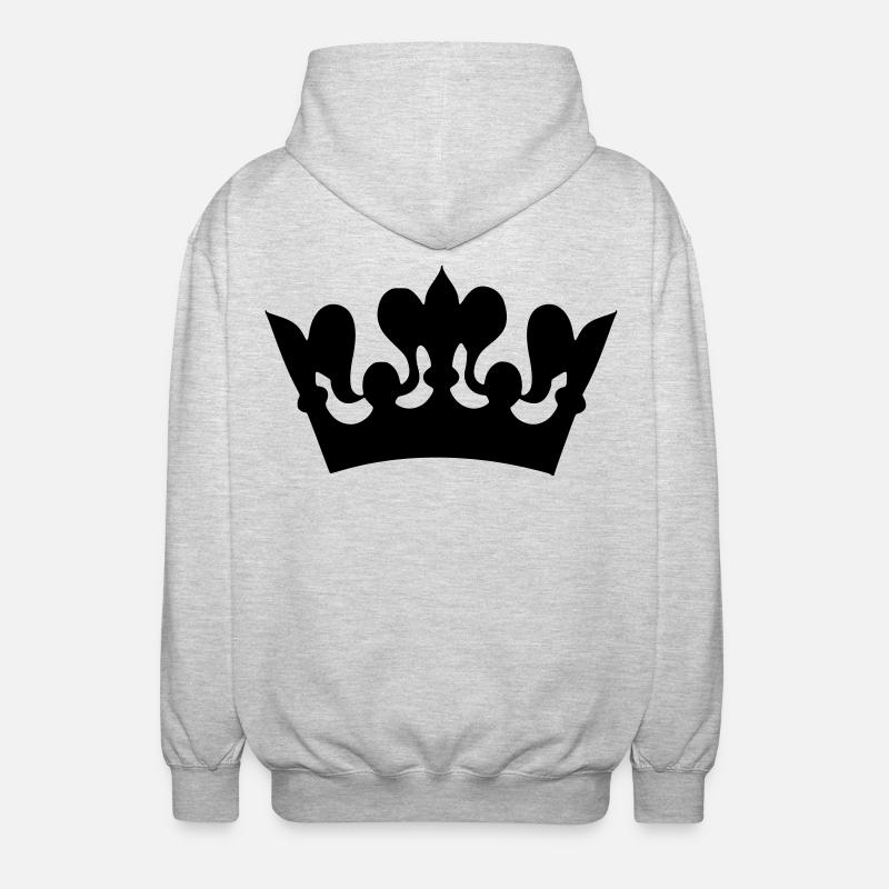 Image d’un dessin de couronne # - Veste à capuche unisexe - gris clair chiné