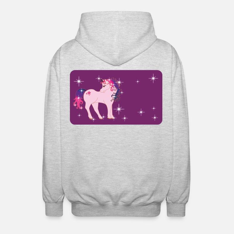 Fantasy Einhorn mit Sternchen - lila  - Unisex Kapuzenjacke - Hellgrau meliert