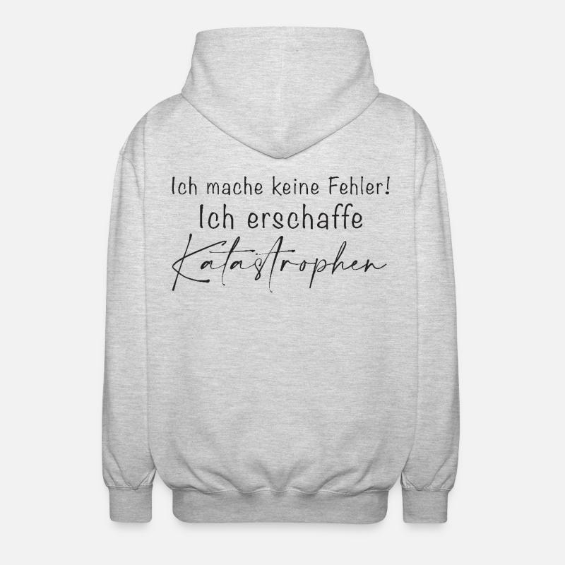 Ich mache keine Fehler Katastrophen - Unisex Kapuzenjacke - Hellgrau meliert