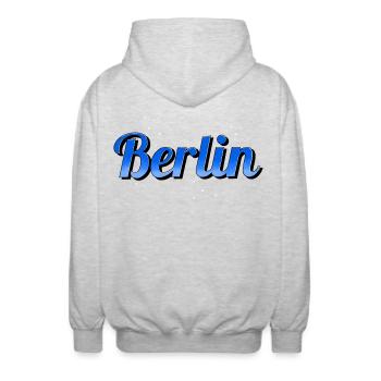 Berlin - Unisex Kapuzenjacke - Hellgrau meliert - Hinten - AI Model Male 185 light (185cm)