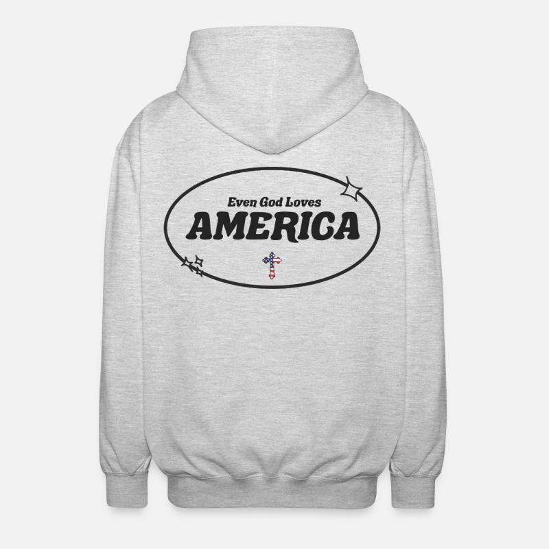 Even God Worships America - Unisex Hooded Jacket - light heather grey