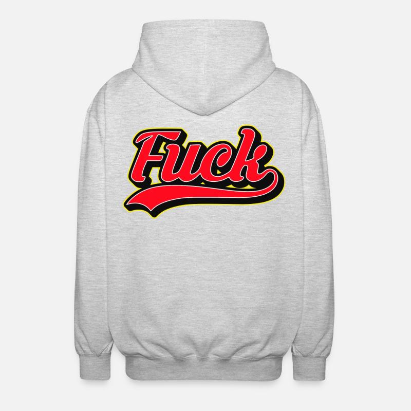 Bold F Word Retro Script Tee - Unisex Hooded Jacket - light heather grey