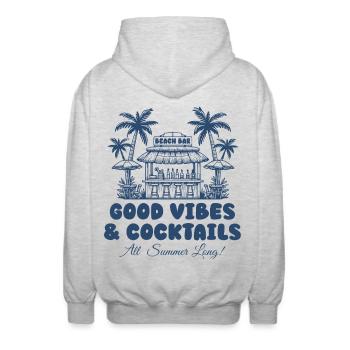 Beach Bar - Summer Vibes & Cocktails - Unisex Kapuzenjacke - Hellgrau meliert - Hinten - AI Model Male 185 light (185cm)