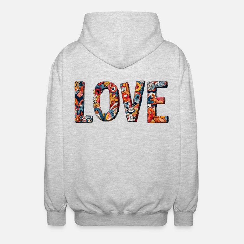Conception créative de graffitis LOVE - Veste à capuche unisexe - gris clair chiné